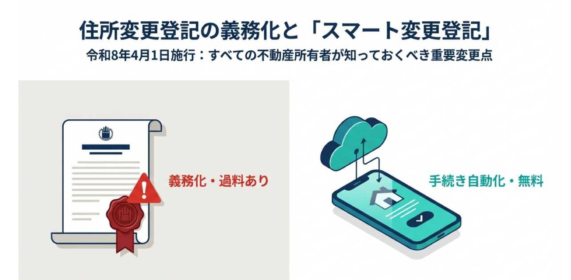 住所、氏名変更登記の義務化と、スマート変更登記の概要